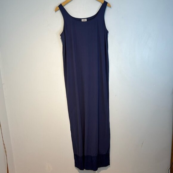Eileen Fisher Periwinkle Silk Sleeveless Maxi Slip/sheath Dress Size medium - Picture 1 of 11